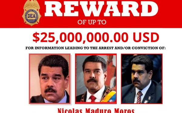 EE.UU. aumenta a 25 millones de dólares la recompensa por la captura de Nicolás Maduro